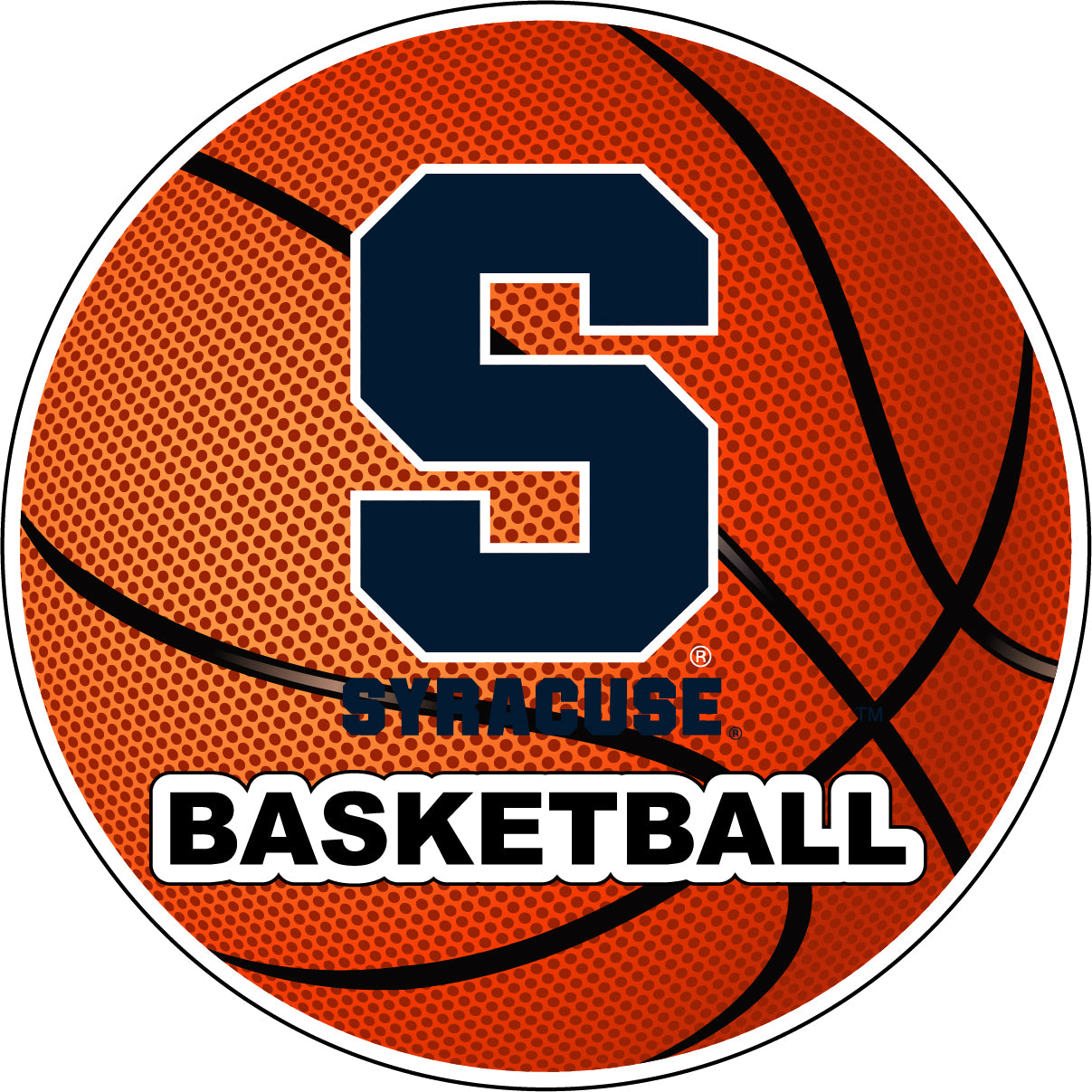 Syracuse Orange 4-Inch Round Basketball Vinyl Decal Sticker