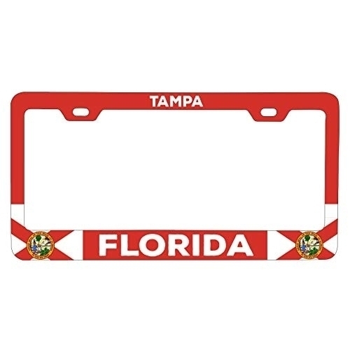 R And R Imports Tampa Florida Metal License Plate Frame Flag Design