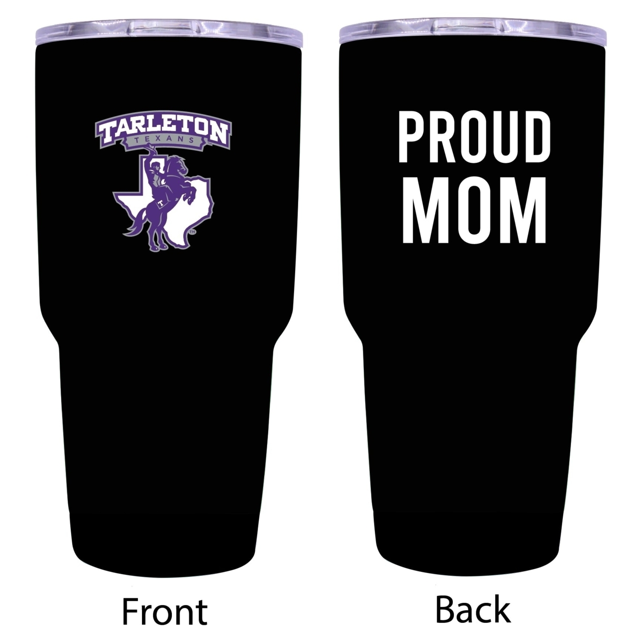R And R Imports Tarleton State University Proud Mom 24 Oz Insulated Stainless Steel Tumblers Black.