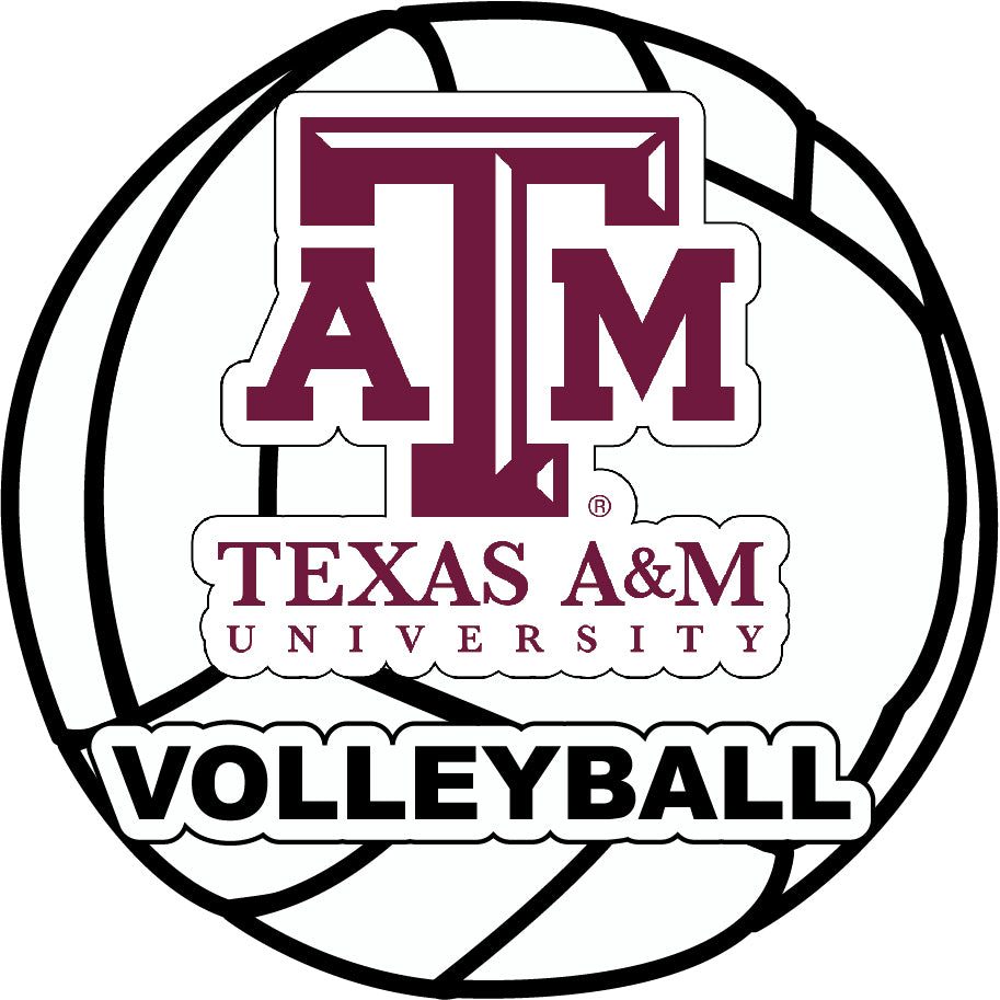 Texas A&M Aggies 4-Inch Round Volleyball Vinyl Decal Sticker