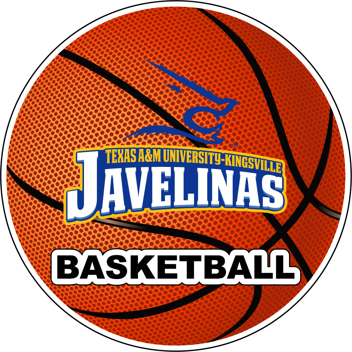 Texas A&M Kingsville Javelinas 4-Inch Round Basketball Vinyl Decal Sticker