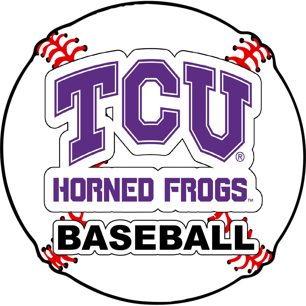 Texas Christian University 4-Inch Round Baseball Vinyl Decal Sticker