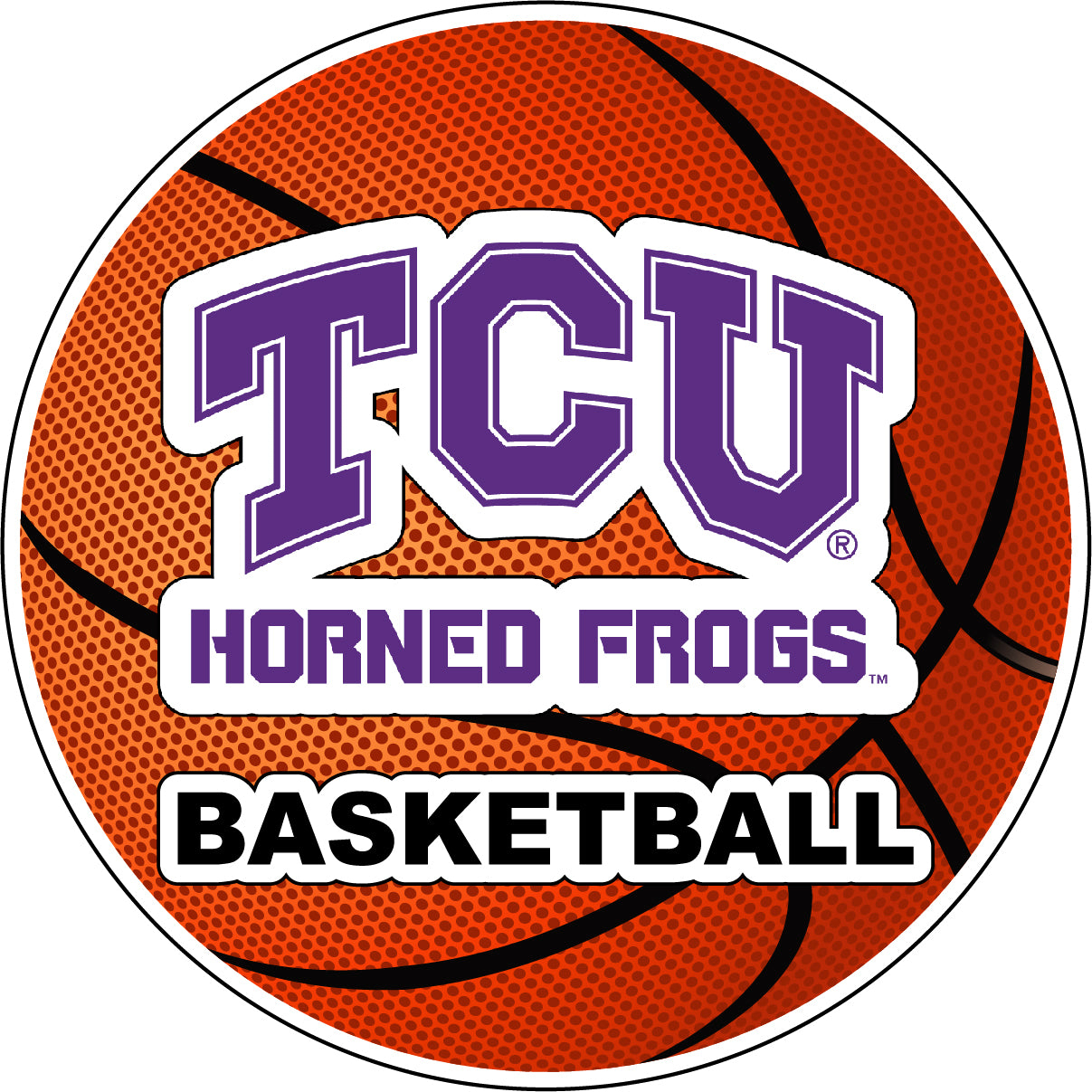 Texas Christian University 4-Inch Round Basketball Vinyl Decal Sticker