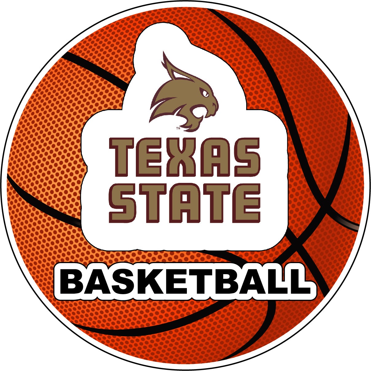 Texas State Bobcats 4-Inch Round Basketball Vinyl Decal Sticker