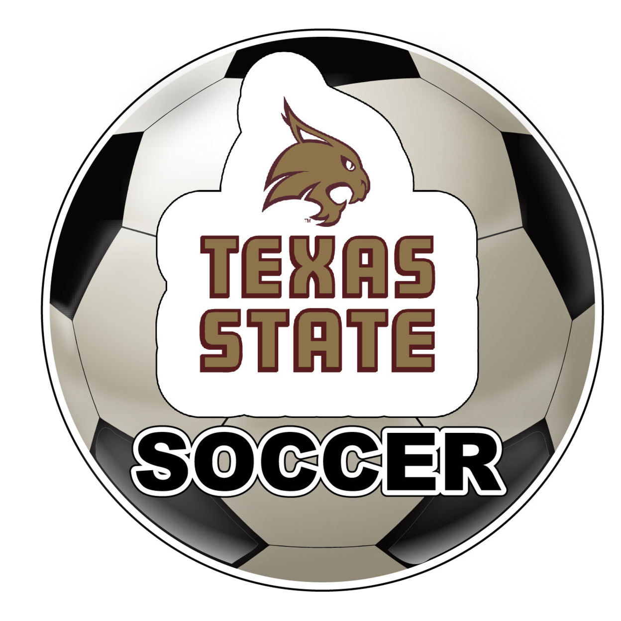 Texas State Bobcats 4-Inch Round Soccer Ball Vinyl Decal Sticker
