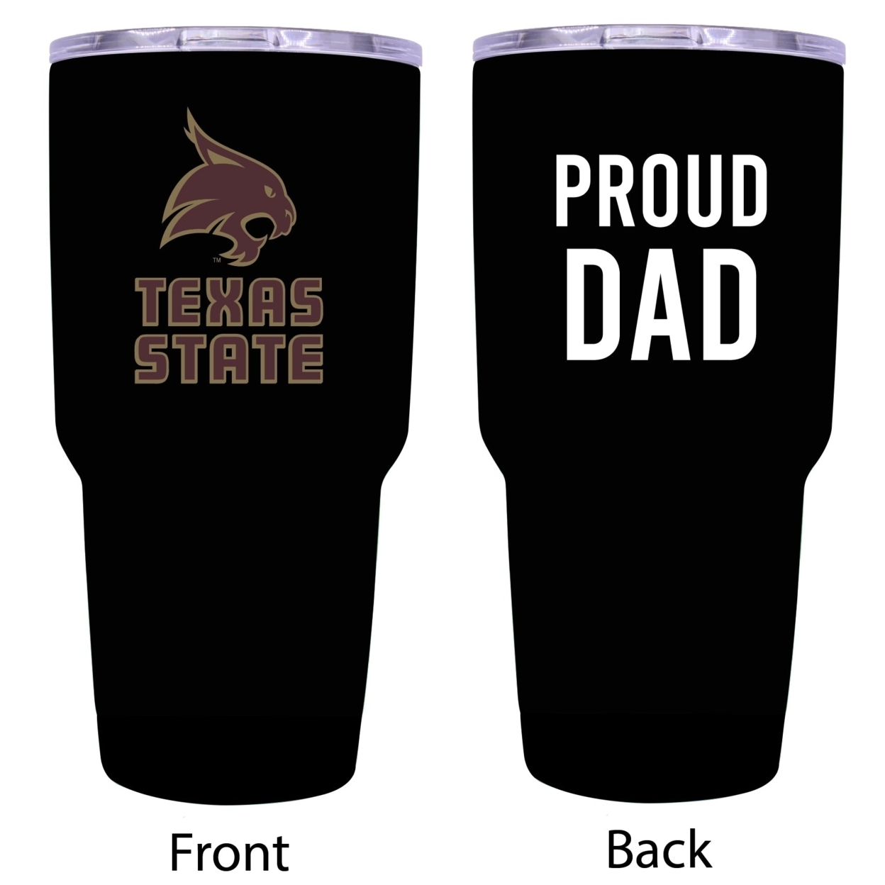 R And R Imports Texas State Bobcats Proud Dad 24 Oz Insulated Stainless Steel Tumblers Black.