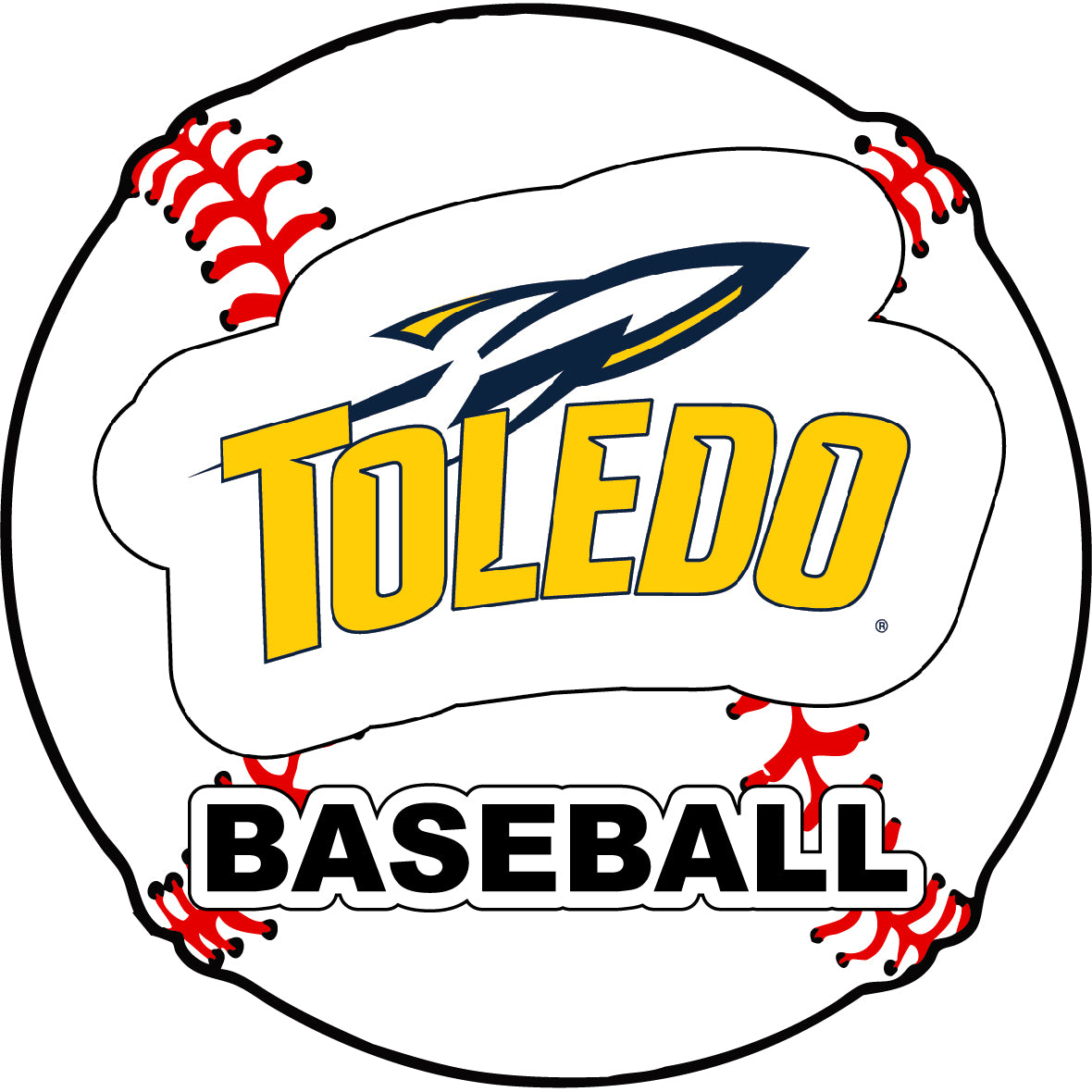 Toledo Rockets 4-Inch Round Baseball Vinyl Decal Sticker