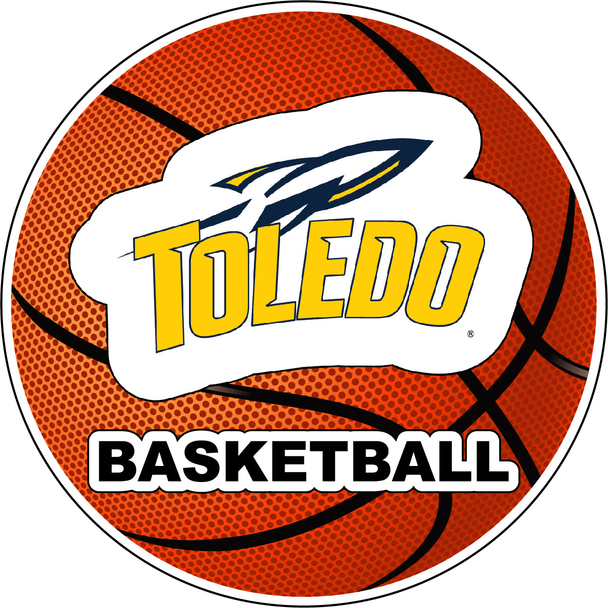 Toledo Rockets 4-Inch Round Basketball Vinyl Decal Sticker