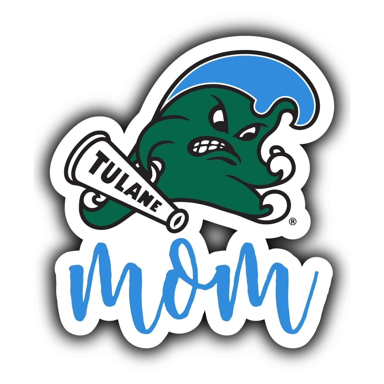 Tulane University Green Wave Proud Mom 4-Inch Die Cut Decal, Multicolor