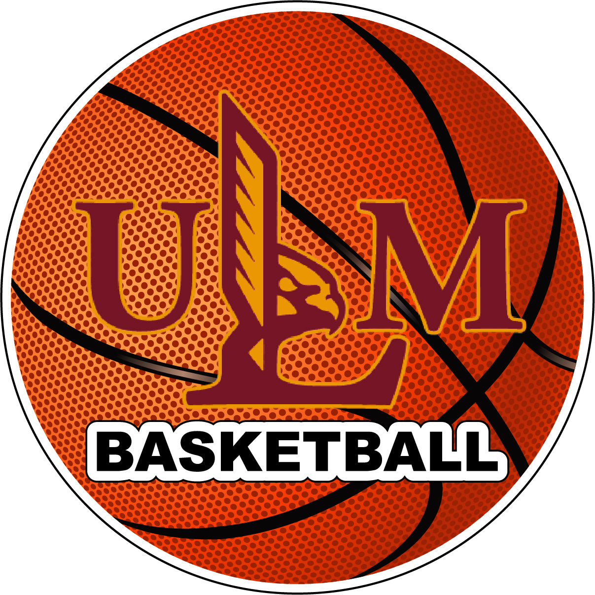 University Of Louisiana Monroe 4-Inch Round Basketball Vinyl Decal Sticker