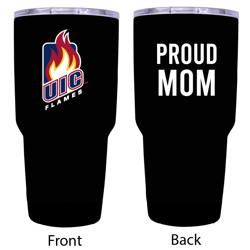 University Of Illinois At Chicago Proud Mom 24 Oz Insulated Stainless Steel Tumblers Black.