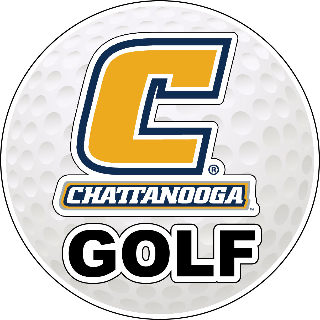 University Of Tennessee At Chattanooga 4-Inch Round Golf Ball Vinyl Decal Sticker