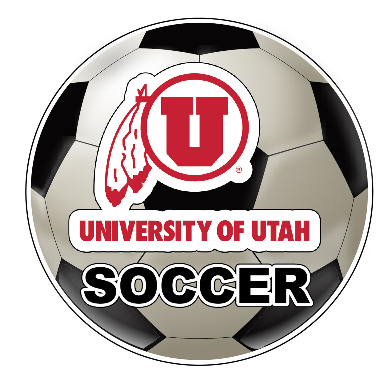 Utah Utes 4-Inch Round Soccer Ball Vinyl Decal Sticker