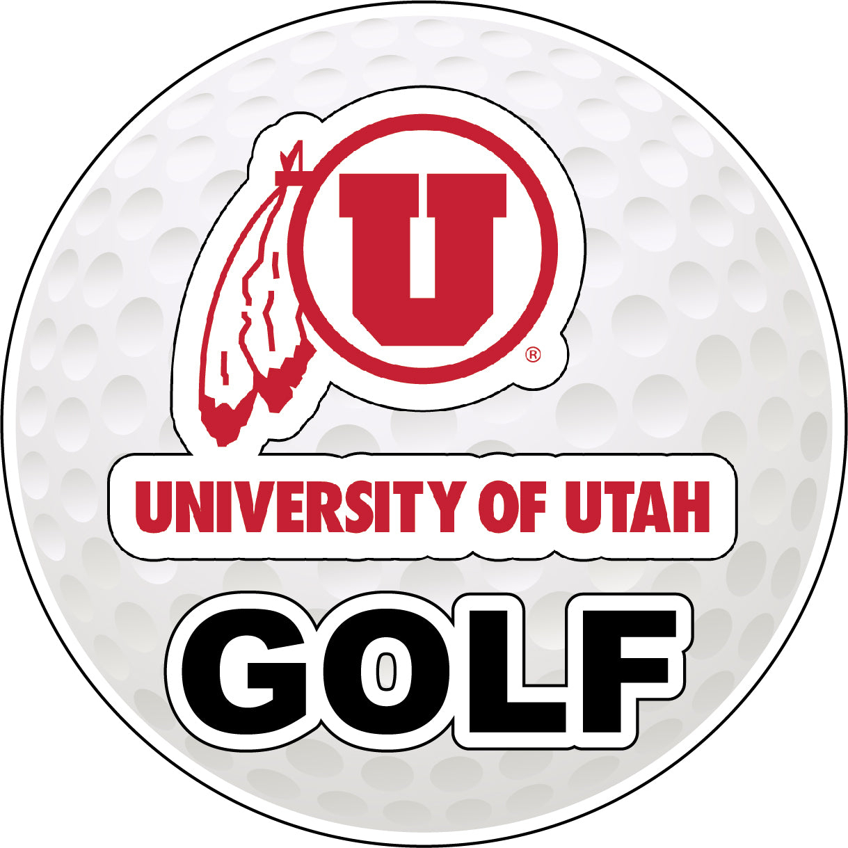 Utah Utes 4-Inch Round Golf Ball Vinyl Decal Sticker
