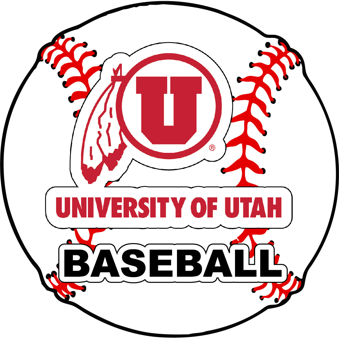 Utah Utes 4-Inch Round Baseball Vinyl Decal Sticker