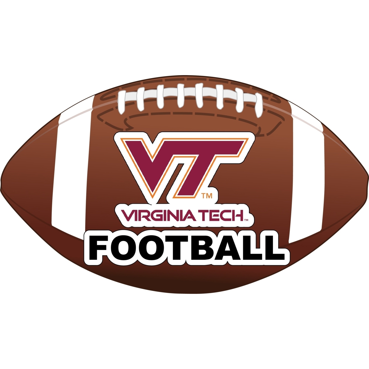 Virginia Polytechnic Institute VT Hokies 4-Inch Round Football Vinyl Decal