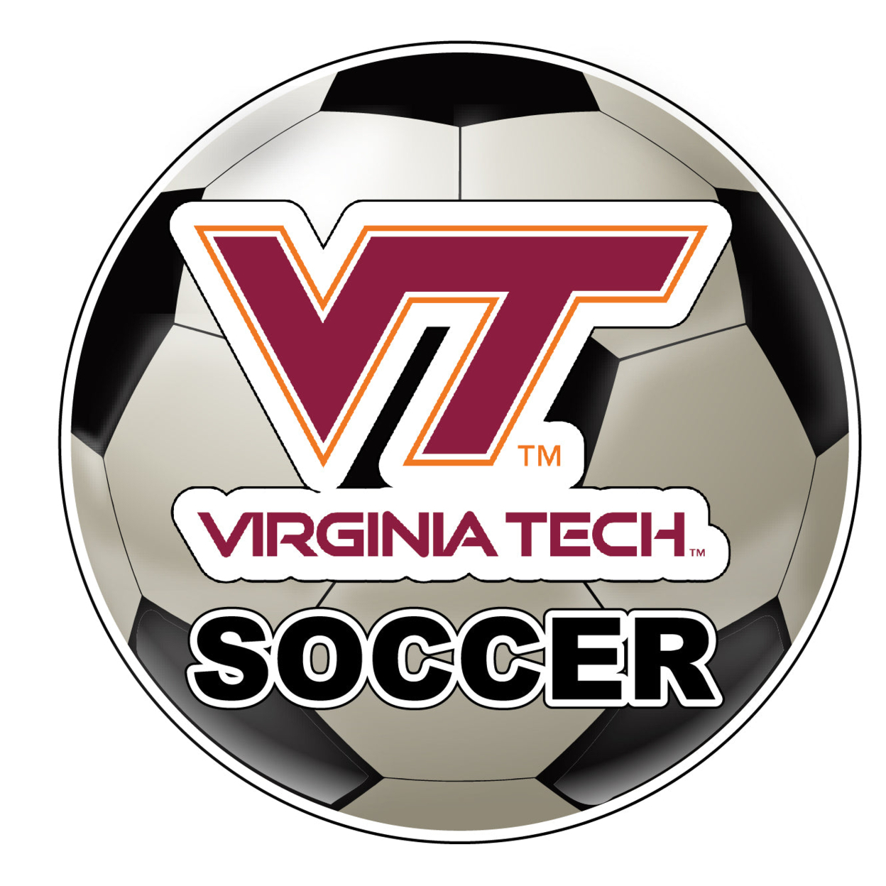 Virginia Polytechnic Institute VT Hokies 4-Inch Round Soccer Ball Vinyl Decal Sticker