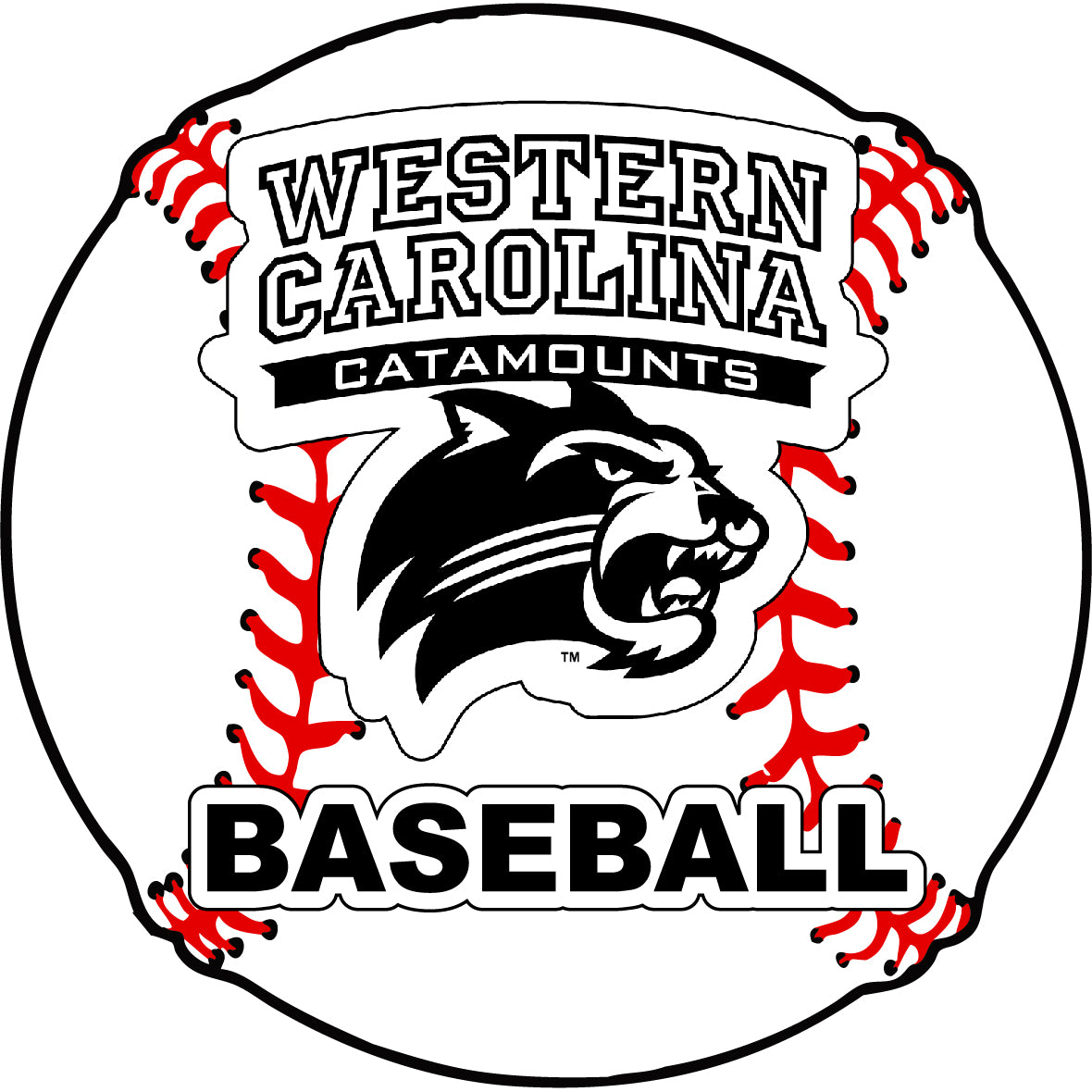 Western Carolina University 4-Inch Round Baseball Vinyl Decal Sticker