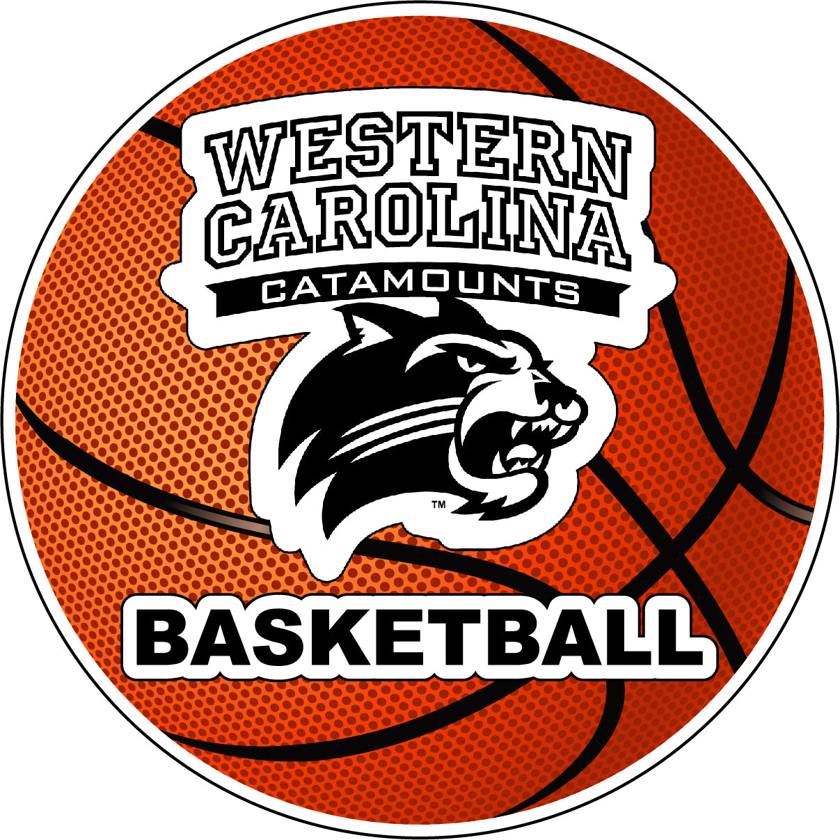 Western Carolina University 4-Inch Round Basketball Vinyl Decal Sticker