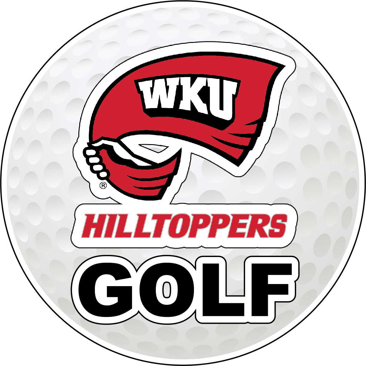 Western Kentucky Hilltoppers 4-Inch Round Golf Ball Vinyl Decal Sticker