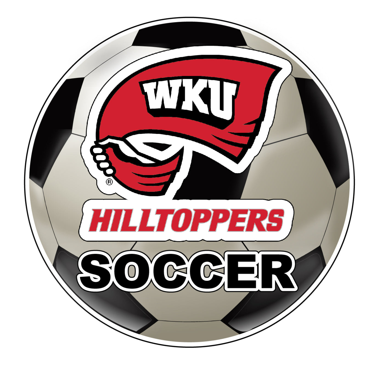 Western Kentucky Hilltoppers 4-Inch Round Soccer Ball Vinyl Decal Sticker
