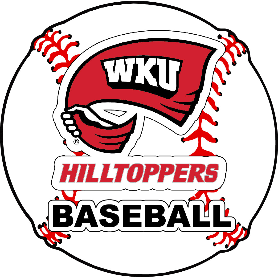 Western Kentucky Hilltoppers 4-Inch Round Baseball Vinyl Decal Sticker