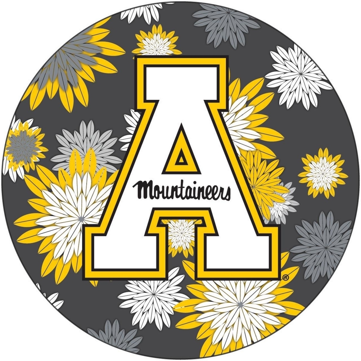 Appalachian State Mountaineers NCAA Collegiate Trendy Floral Flower Fashion Pattern 4 Inch Round Decal Sticker