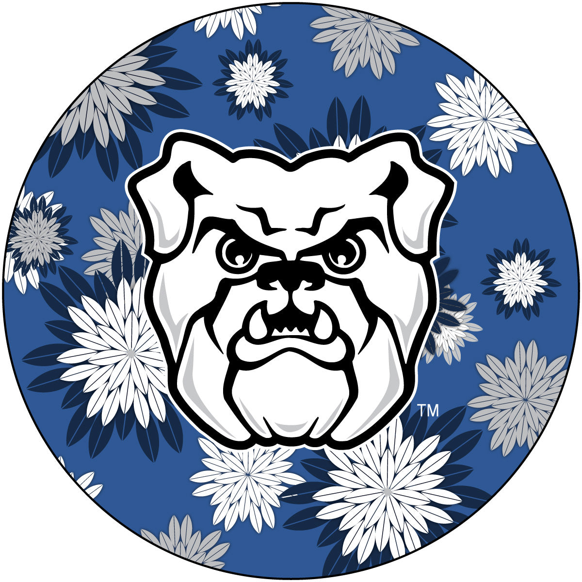 Butler Bulldogs NCAA Collegiate Trendy Floral Flower Fashion Pattern 4 Inch Round Decal Sticker