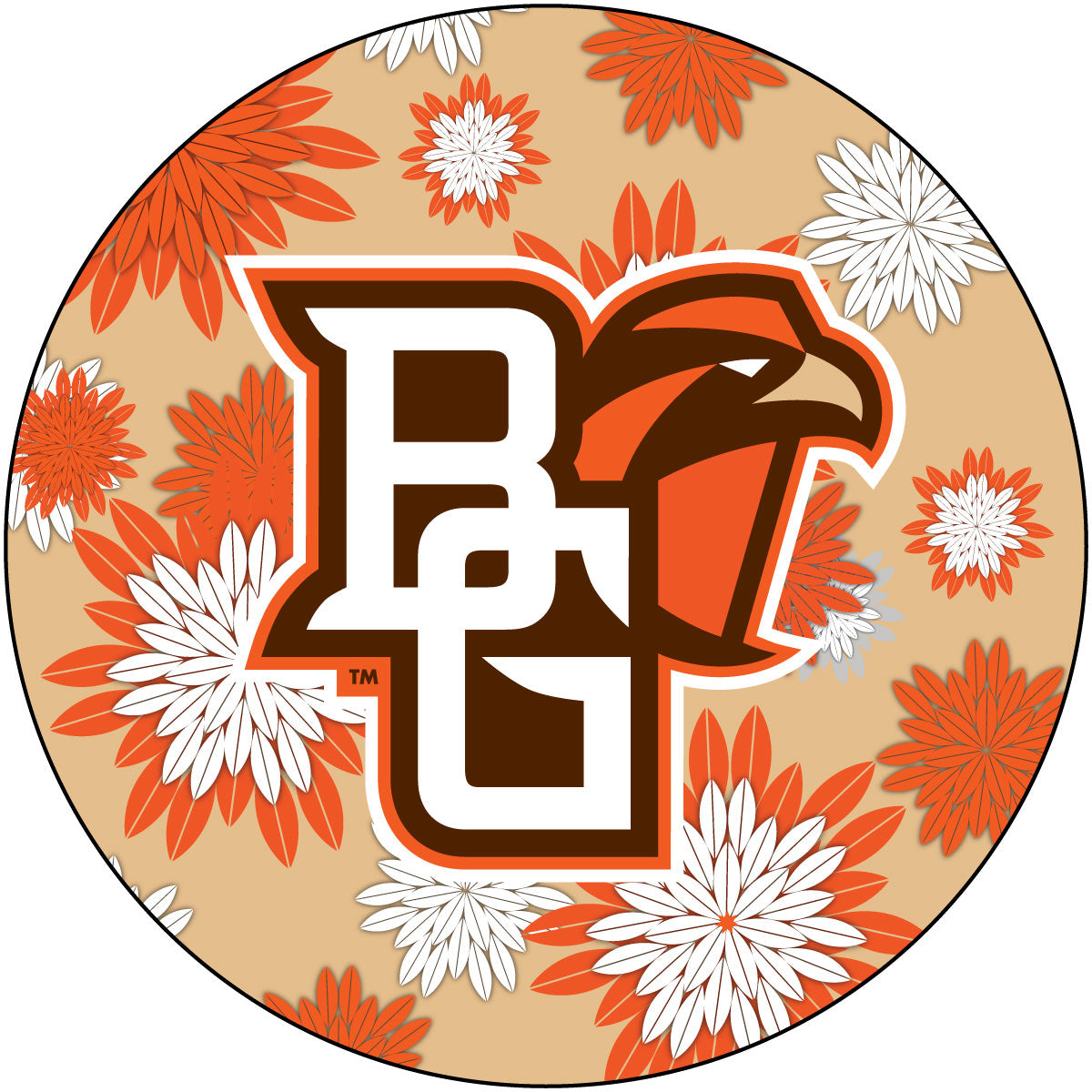 Bowling Green Falcons NCAA Collegiate Trendy Floral Flower Fashion Pattern 4 Inch Round Decal Sticker