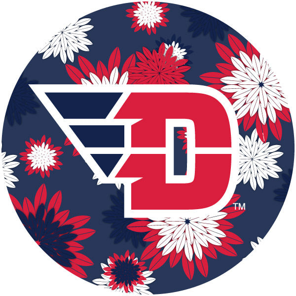 Dayton Flyers NCAA Collegiate Trendy Floral Flower Fashion Pattern 4 Inch Round Decal Sticker