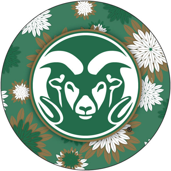 Colorado State Rams NCAA Collegiate Trendy Floral Flower Fashion Pattern 4 Inch Round Decal Sticker