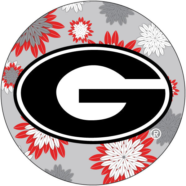 Georgia Bulldogs NCAA Collegiate Trendy Floral Flower Fashion Pattern 4 Inch Round Decal Sticker