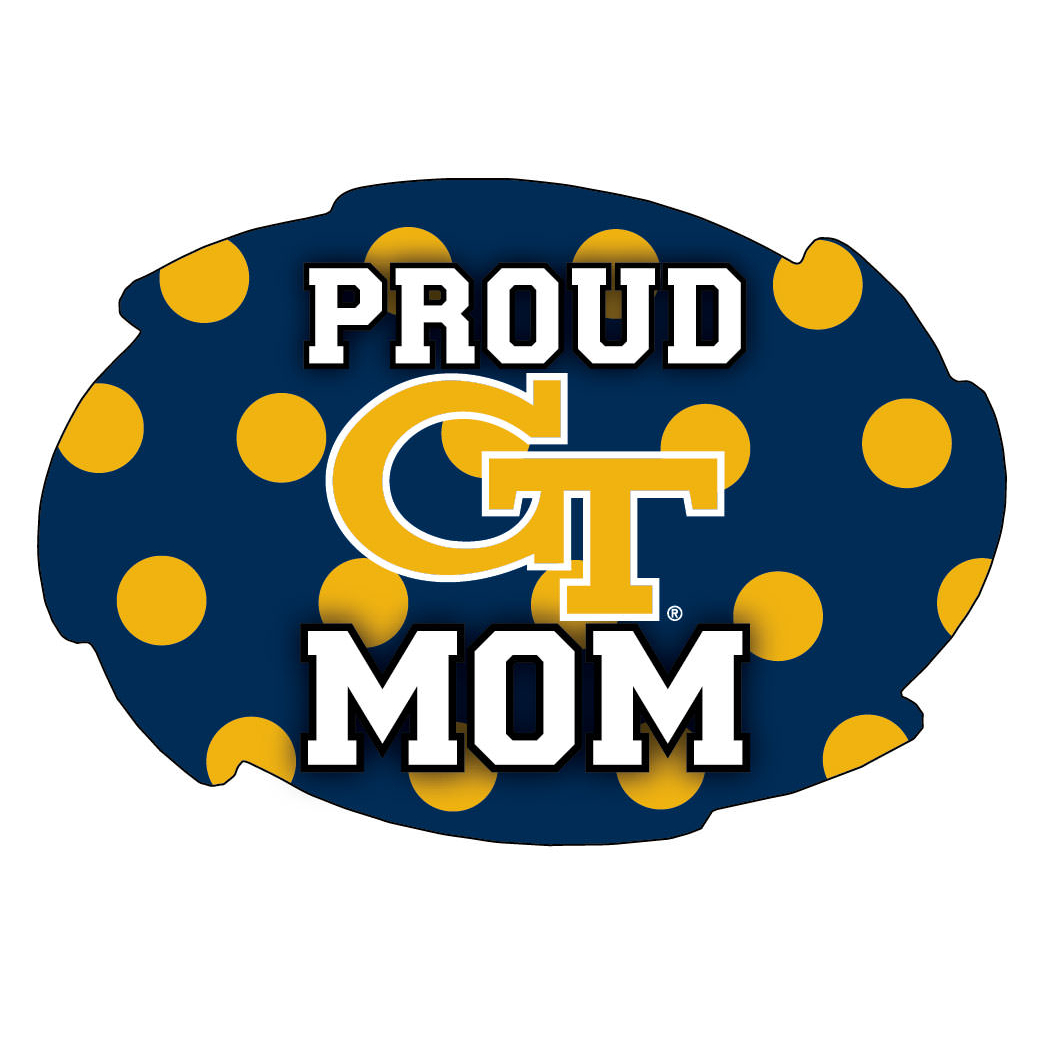 Georgia Tech Yellow Jackets NCAA Collegiate Trendy Polka Dot Proud Mom 5 X 6 Swirl Decal Sticker