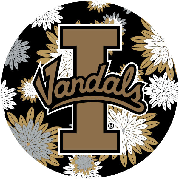 Idaho Vandals NCAA Collegiate Trendy Floral Flower Fashion Pattern 4 Inch Round Decal Sticker