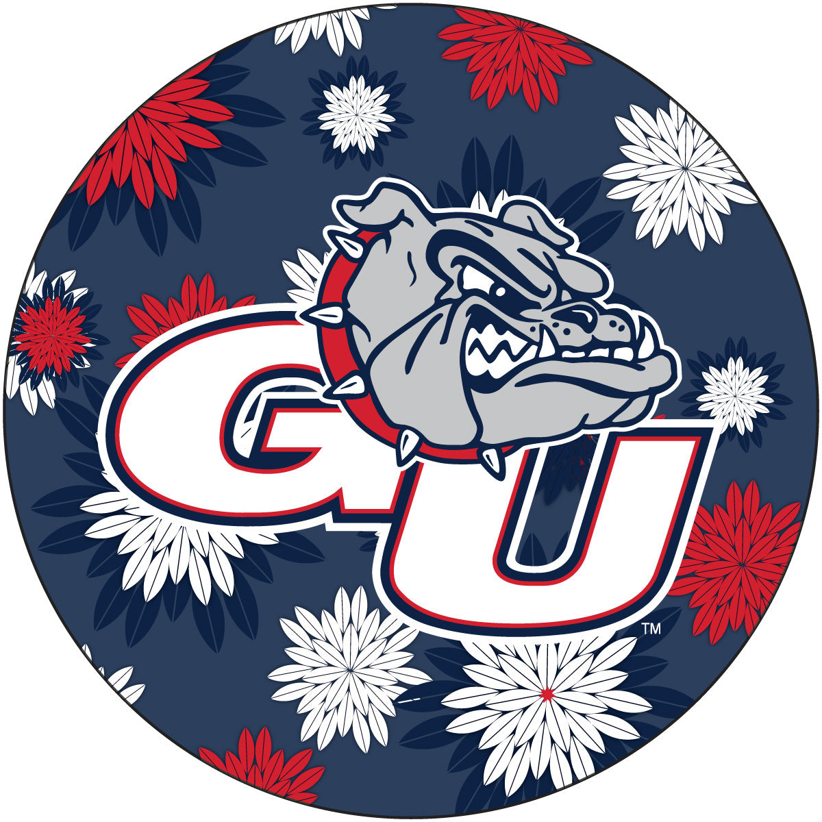 Gonzaga Bulldogs NCAA Collegiate Trendy Floral Flower Fashion Pattern 4 Inch Round Decal Sticker