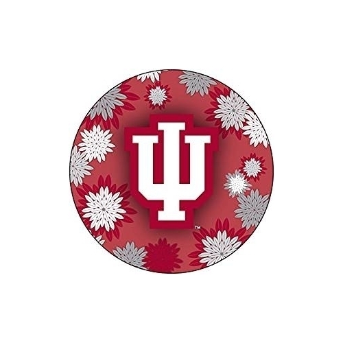 Indiana Hoosiers NCAA Collegiate Trendy Floral Flower Fashion Pattern 4 Inch Round Decal Sticker