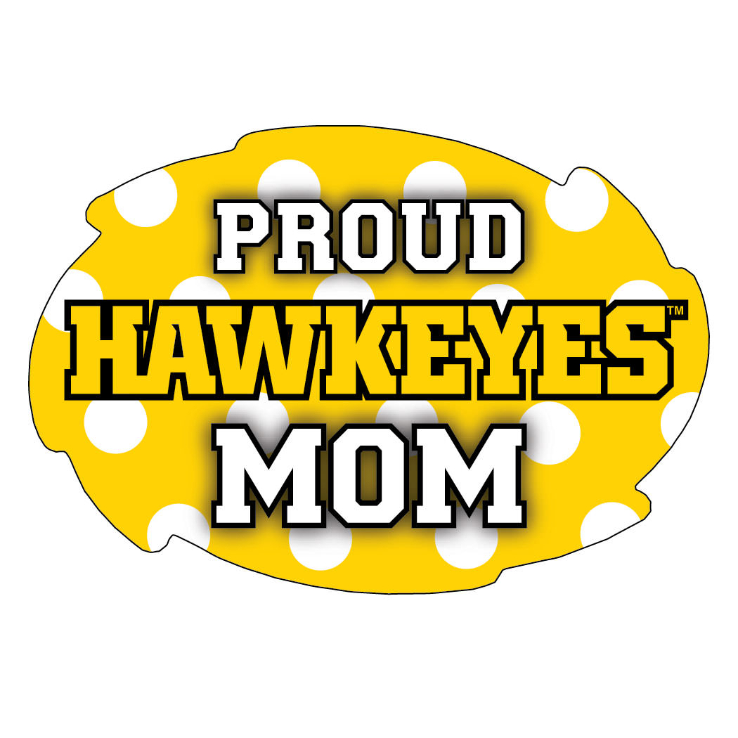 Iowa Hawkeyes NCAA Collegiate Trendy Polka Dot Proud Mom 5 X 6 Swirl Decal Sticker