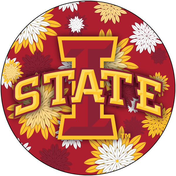 Iowa State Cyclones NCAA Collegiate Trendy Floral Flower Fashion Pattern 4 Inch Round Decal Sticker