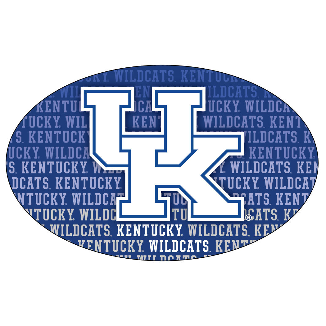 Kentucky Wildcats NCAA Collegiate Trendy Verbiage Repeating Wordmark Text Fashion Pattern Oval Decal Sticker