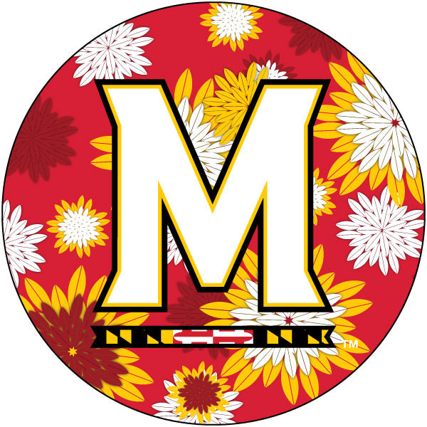 Maryland Terrapins NCAA Collegiate Trendy Floral Flower Fashion Pattern 4 Inch Round Decal Sticker
