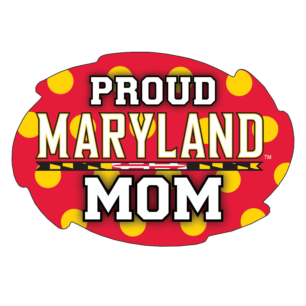 Maryland Terrapins NCAA Collegiate Trendy Polka Dot Proud Mom 5 X 6 Swirl Decal Sticker