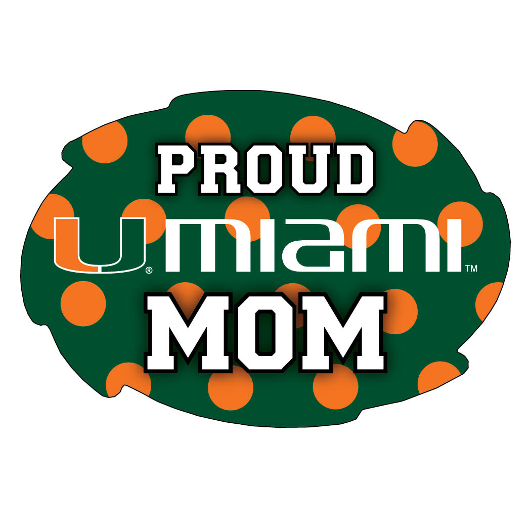 Miami Hurricanes NCAA Collegiate Trendy Polka Dot Proud Mom 5 X 6 Swirl Decal Sticker