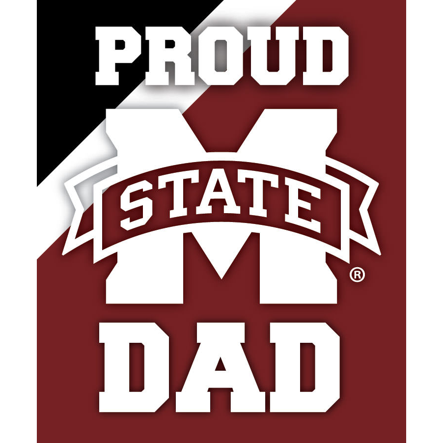 Mississippi State Bulldogs NCAA Collegiate 5x6 Inch Rectangle Stripe Proud Dad Decal Sticker