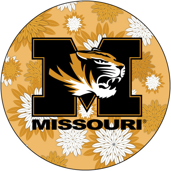 Missouri Tigers NCAA Collegiate Trendy Floral Flower Fashion Pattern 4 Inch Round Decal Sticker