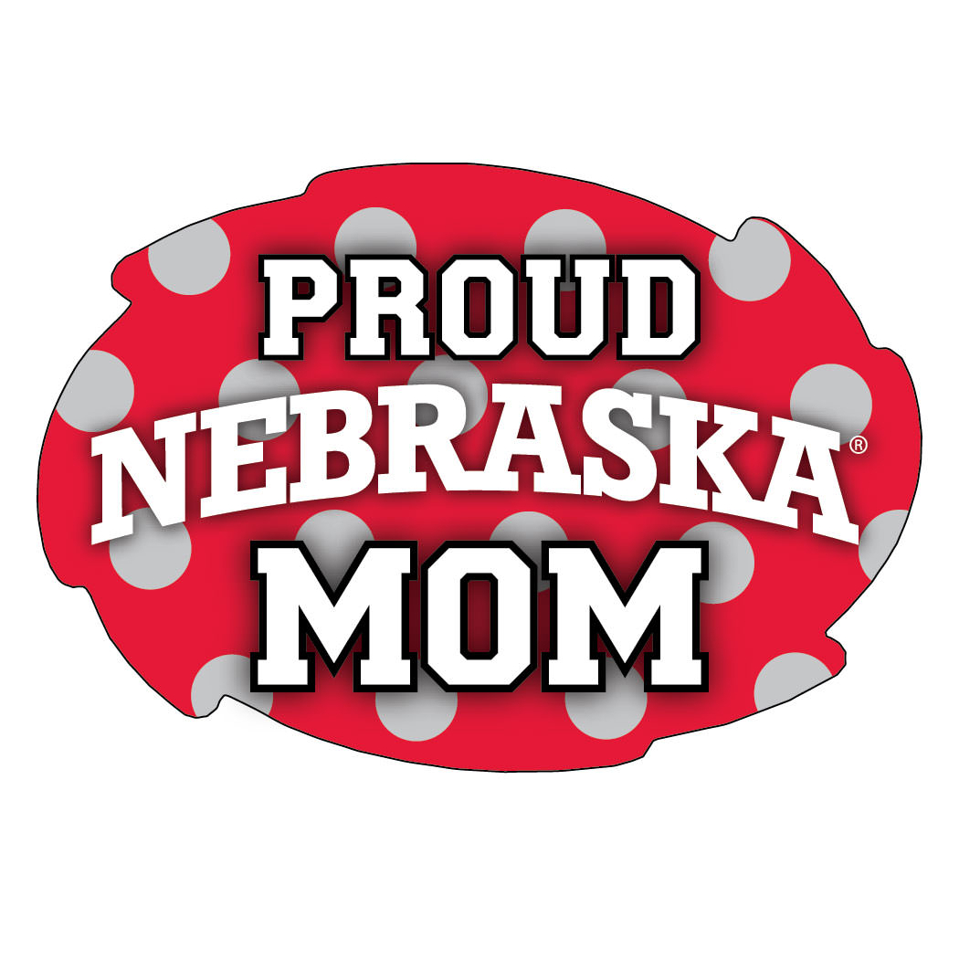 Nebraska Huskers NCAA Collegiate Trendy Polka Dot Proud Mom 5 X 6 Swirl Decal Sticker