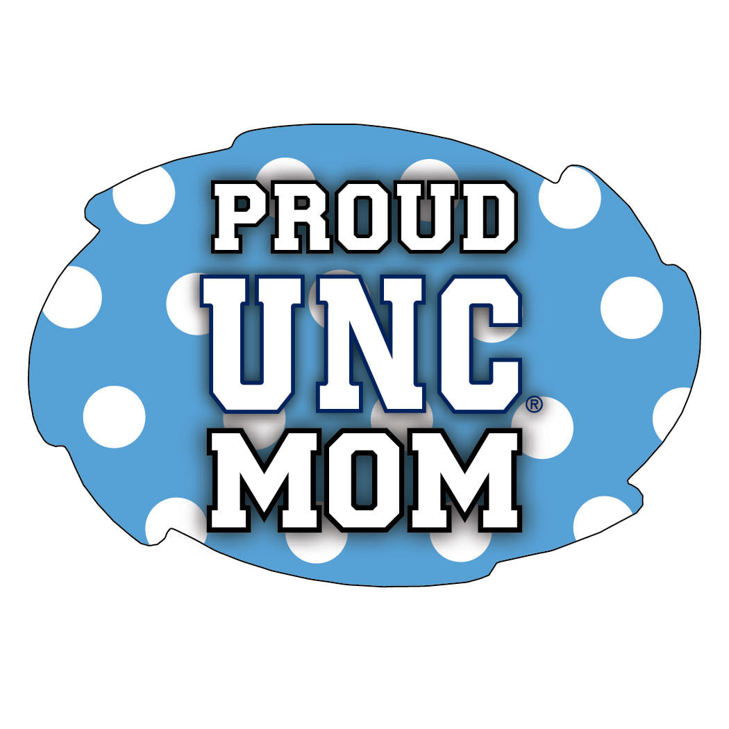 North Carolina UNC Tar Heels NCAA Collegiate Trendy Polka Dot Proud Mom 5 X 6 Swirl Decal Sticker