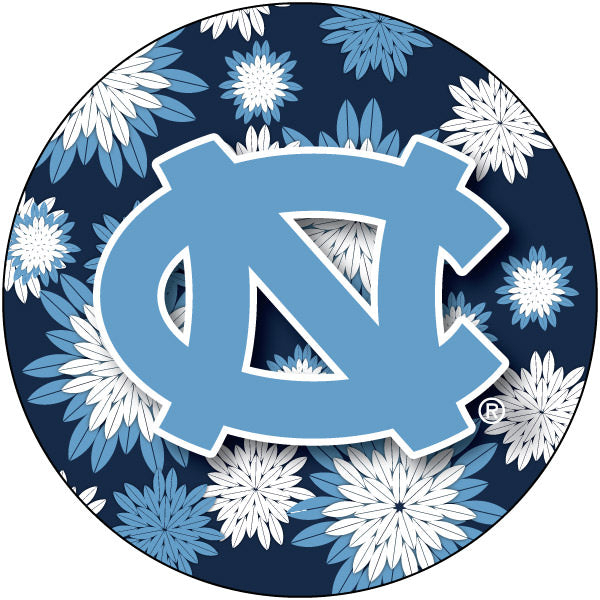North Carolina UNC Tar Heels NCAA Collegiate Trendy Floral Flower Fashion Pattern 4 Inch Round Decal Sticker