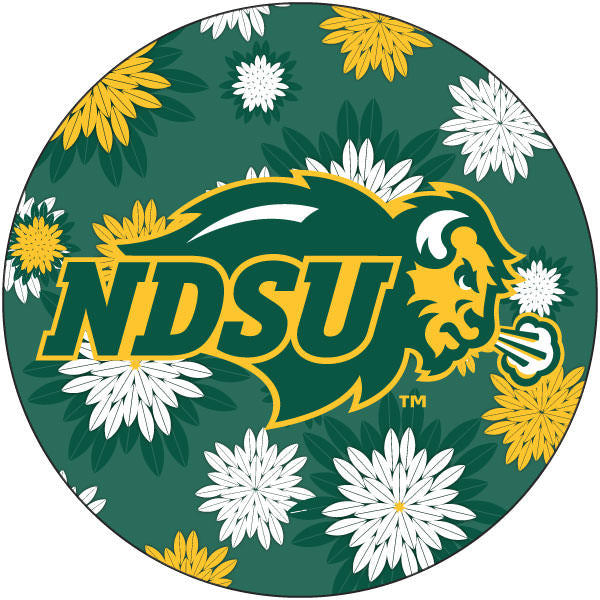 North Dakota State Bison NCAA Collegiate Trendy Floral Flower Fashion Pattern 4 Round Decal Sticker