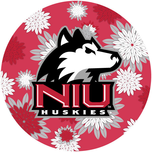 Northern Illinois Huskies NCAA Collegiate Trendy Floral Flower Fashion Pattern 4 Inch Round Decal Sticker