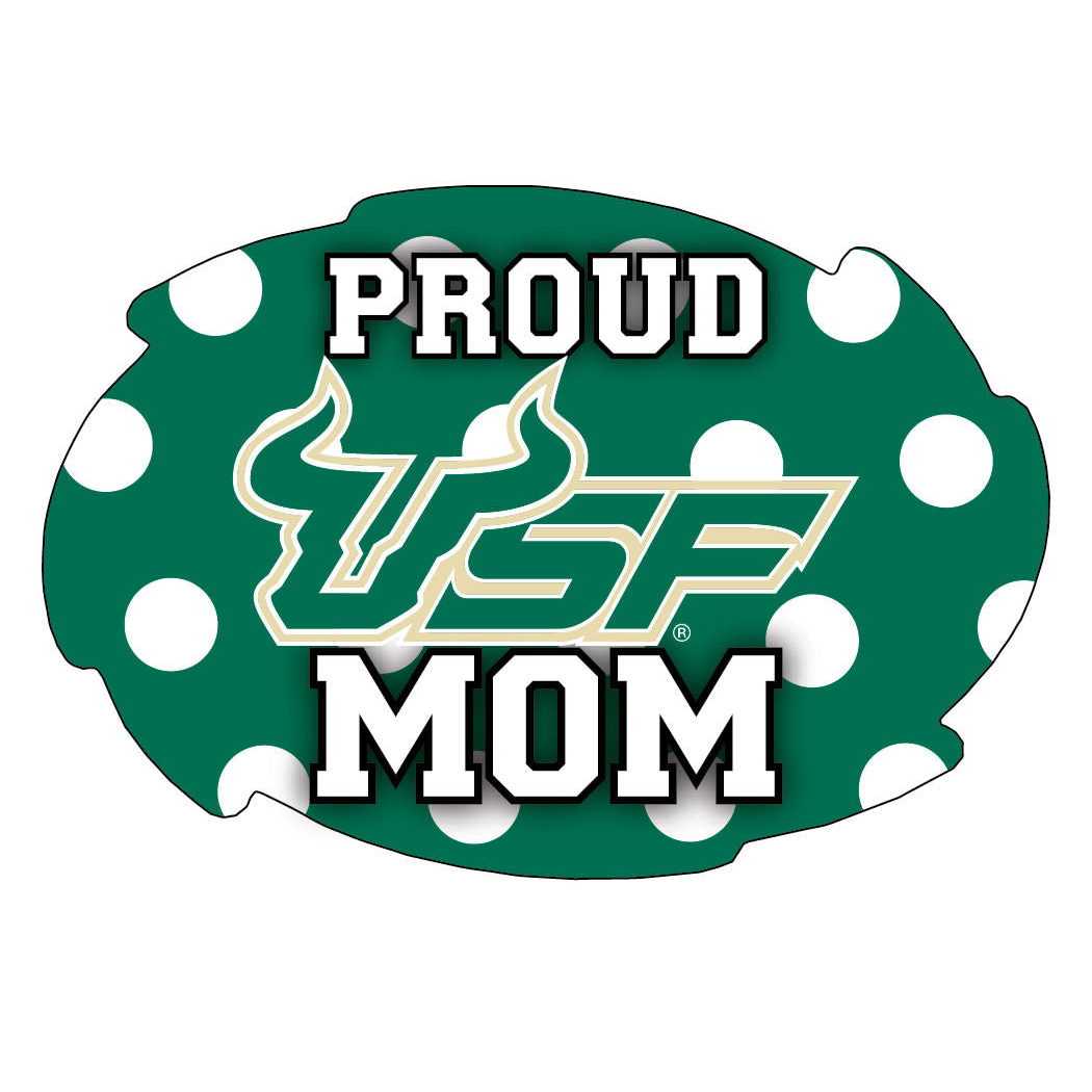 South Florida Bulls NCAA Collegiate Trendy Polka Dot Proud Mom 5 X 6 Swirl Decal Sticker